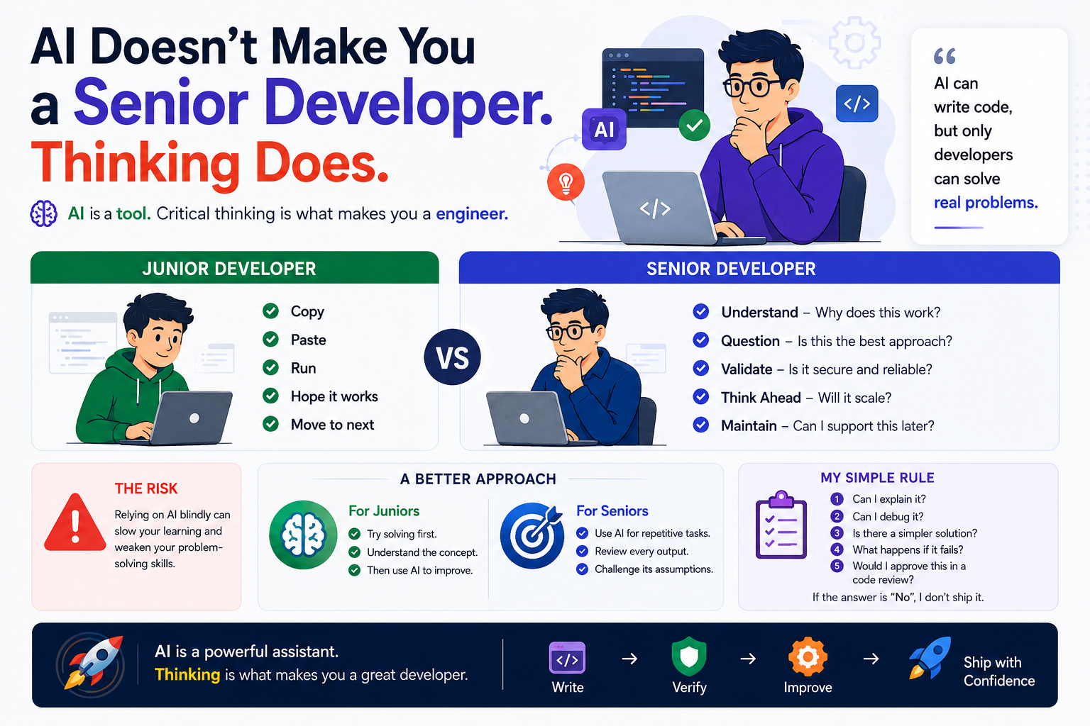 AI Doesn’t Make You a Senior Developer. Thinking Does.